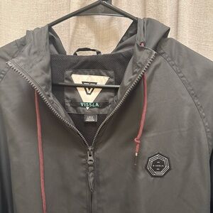 VISSLA Men's Charcoal Windbreaker with Red Accents